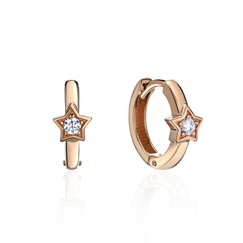 Серьги из красного золота 585 пробы с фианитами01С1114922