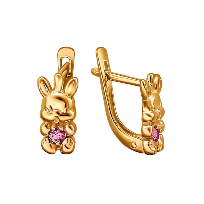 Серьги из красного золота 585 пробы с фианитами 01С2111663-5