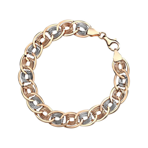 Браслет из комбинированного золота 585 пробы без вставок 01Б0621088