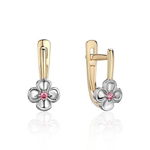 Серьги из желтого золота 585 пробы с фианитами 01С2312767Р-2