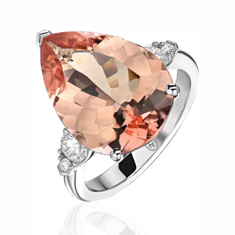 Кольцо из белого золота 750 пробы с морганитом и бриллиантами 01К6713563-4 Кольцо из белого золота 750 пробы с морганитом и бриллиантами 01К6713563-4