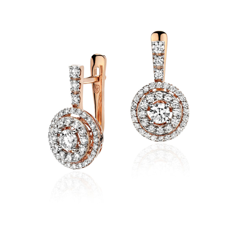 Серьги из красного золота 585 пробы с бриллиантами 01С615251