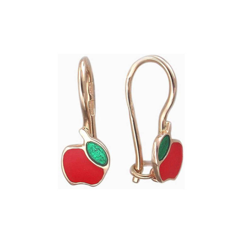 Серьги детские из красного золота 585 пробы с эмалью 01С019243Э