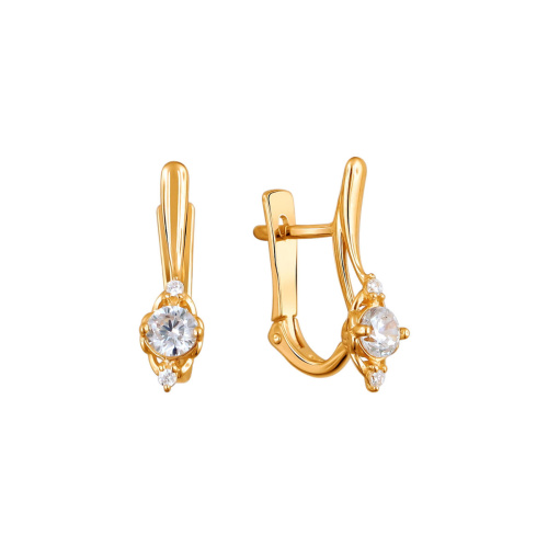 Серьги из красного золота 585 пробы с фианитами 01С1112009