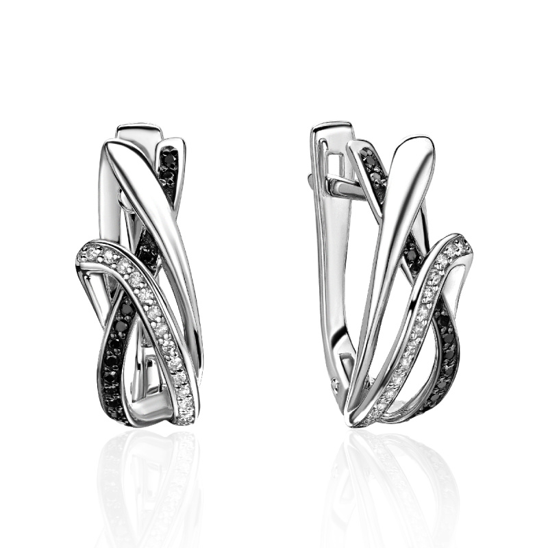 Серьги из белого золота 585 пробы с бриллиантами 01С6214270ЧР-1