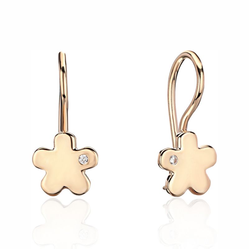 Серьги из красного золота 585 пробы с фианитами 01С1114962