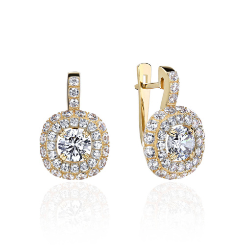 Серьги из желтого золота 585 пробы с фианитами 01С1313808