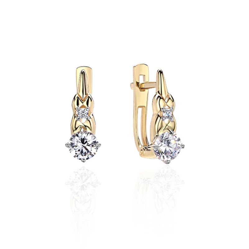 Серьги из желтого золота 585 пробы с фианитами 01С1312327Р