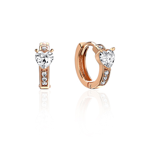 Серьги из красного золота 585 пробы с фианитом 01С1114921