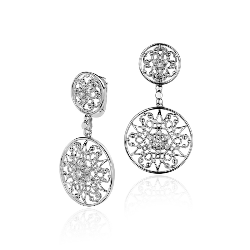 Серьги из белого золота 750 пробы с бриллиантами 01С675277