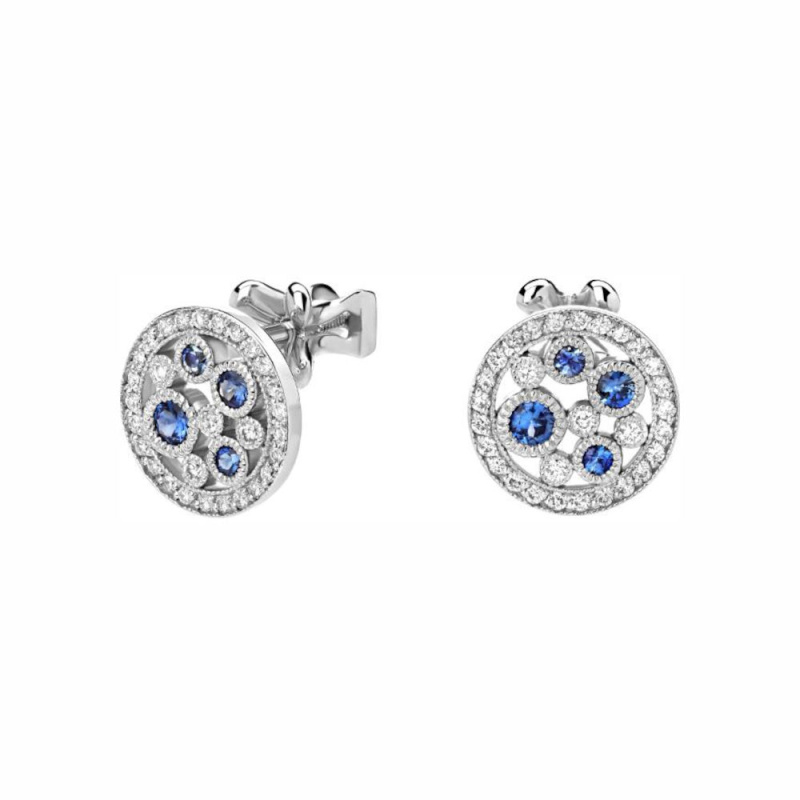 Серьги из белого золота 585 пробы с сапфирами и бриллиантами 01С6214759-1