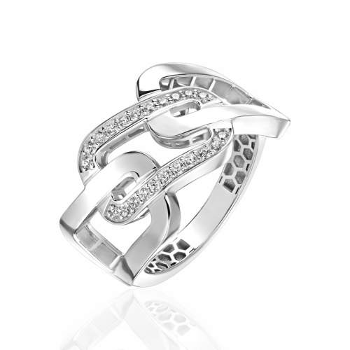 Кольцо из белого золота 585 пробы с фианитами 01К1216709