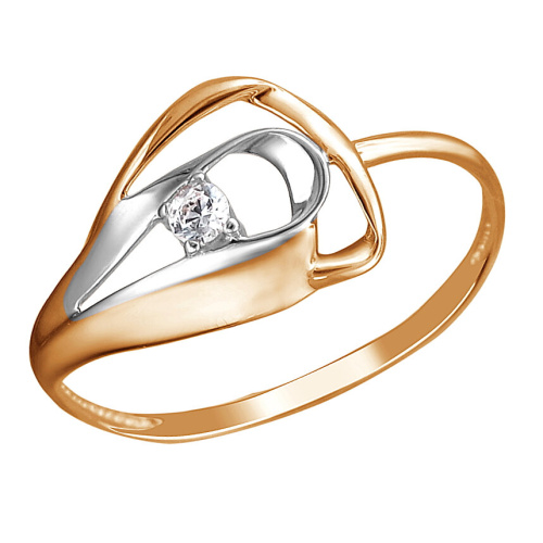 Кольцо из красного золота 585 пробы с фианитом 01К1114084Р