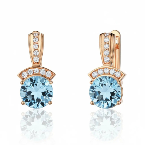 Серьги из красного золота 585 пробы с топазами и фианитами 01С3116525-1