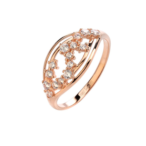 Кольцо из красного золота 585 пробы с фианитом 01К1114462