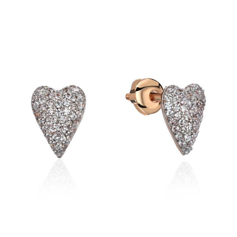 Серьги из красного золота 585 пробы с фианитами 01С1115497Р