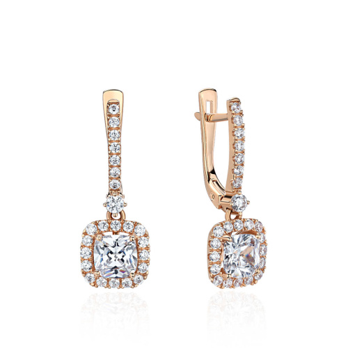 Серьги из красного золота 585 пробы с фианитами 01С1114917