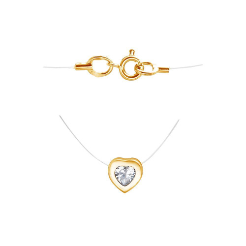 Колье из желтого золота 585 пробы с фианитом 01Л131721