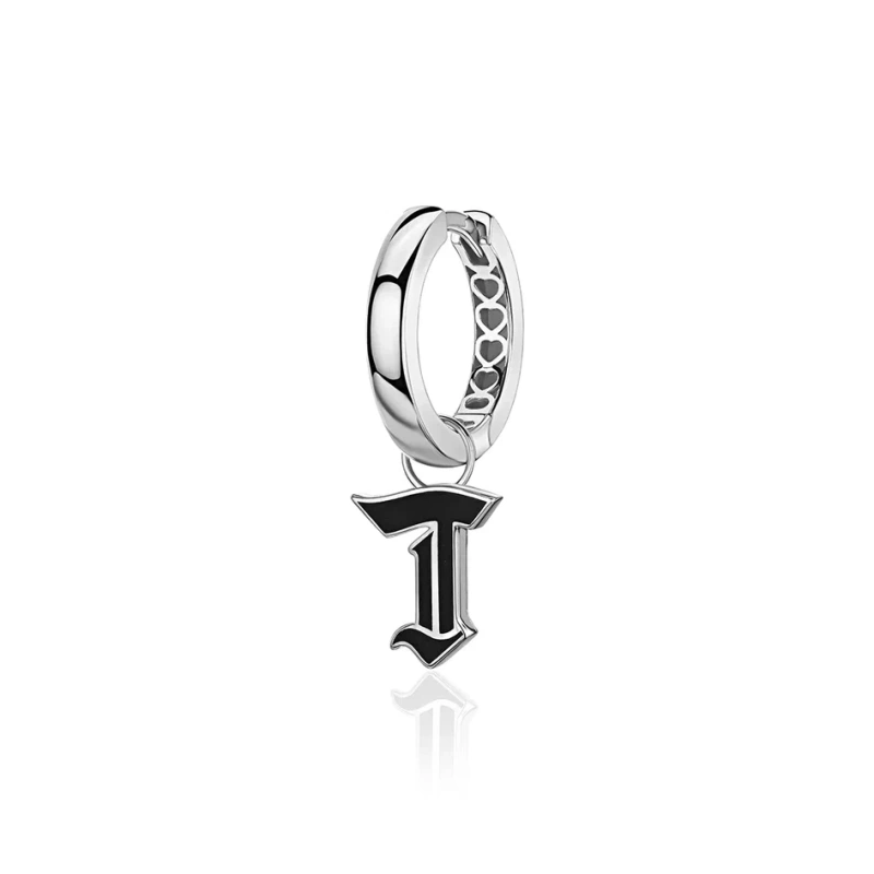 Серьга одиночная из белого золота 585 пробы с эмалью 01С0215860ЭT