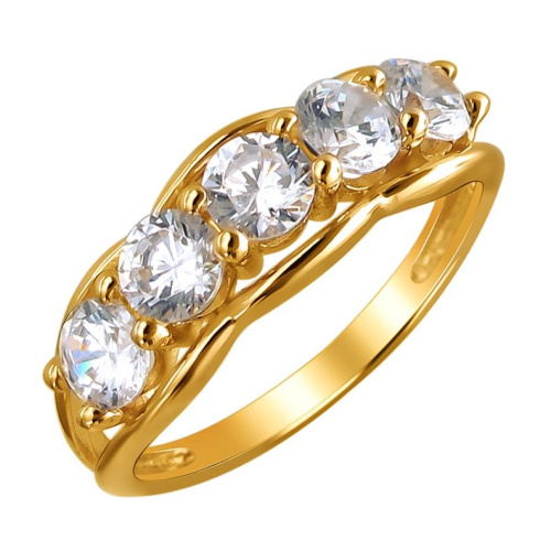 Кольцо из желтого золота 585 пробы с фианитами 01К1311959