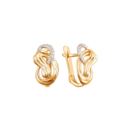 Серьги из красное золота 585 пробы с фианитами 01С1113077Р