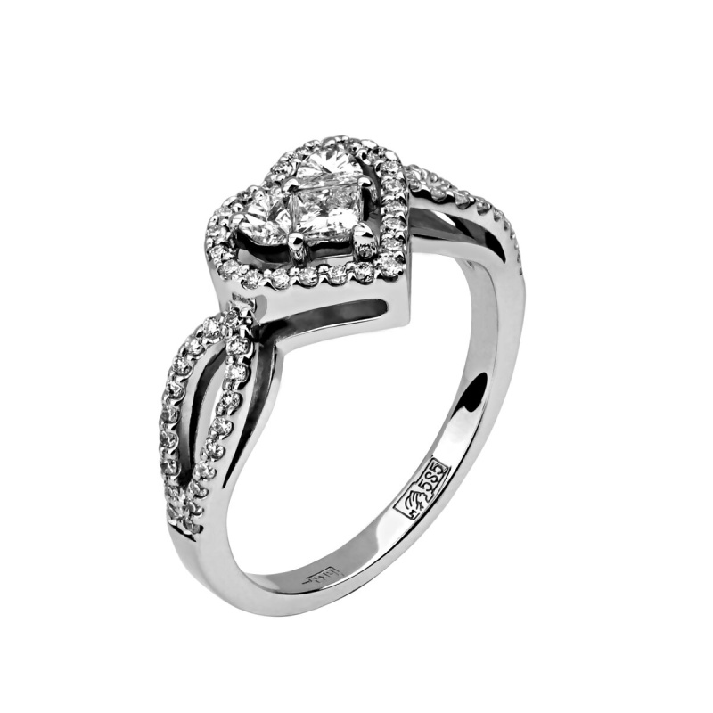 Кольцо из белого золота 585 пробы с бриллиантами 01К626798Z