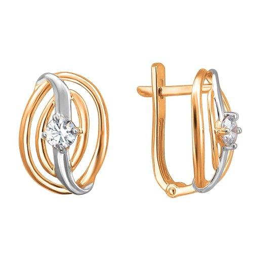 Серьги из красного золота 585 пробы с фианитами 01С1114009Р