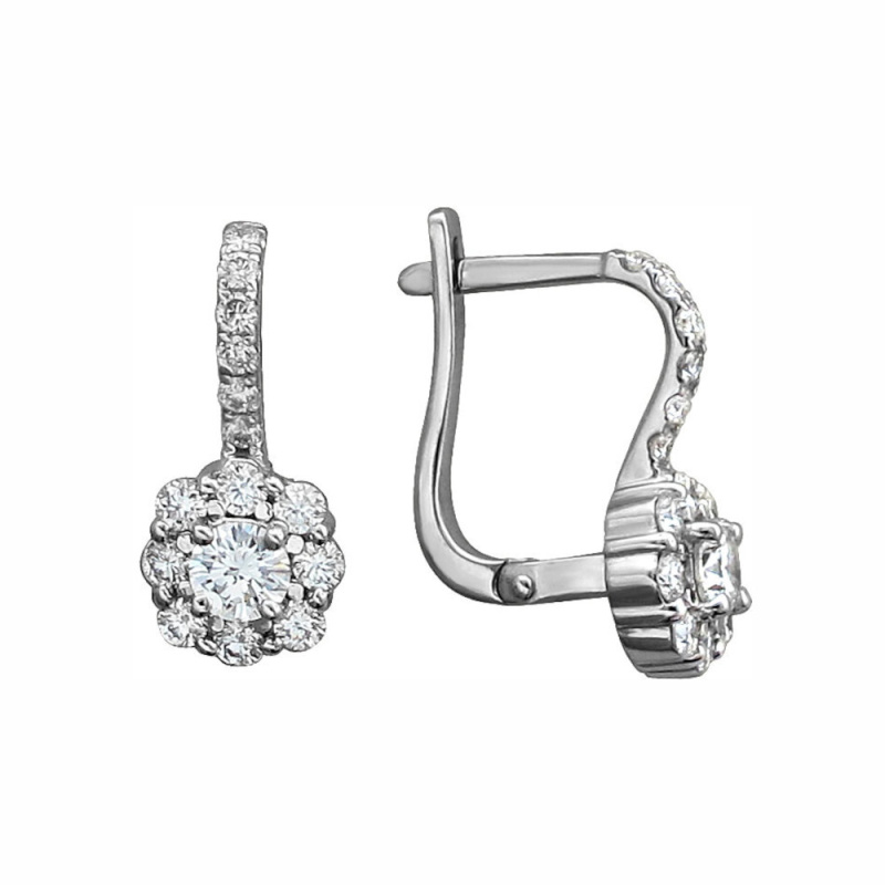 Серьги из белого золота 585 пробы с бриллиантами 01С625252