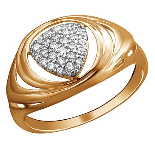 Кольцо из красного золота 585 пробы с фианитами 01К1114007Р