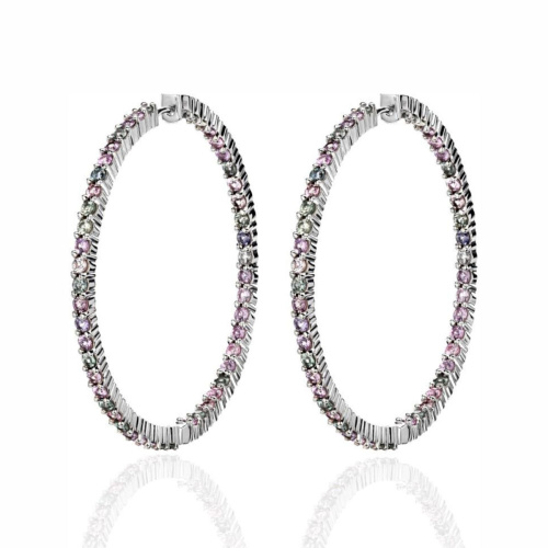 Серьги из белого золота 585 пробы с сапфирами 01С5213391-1