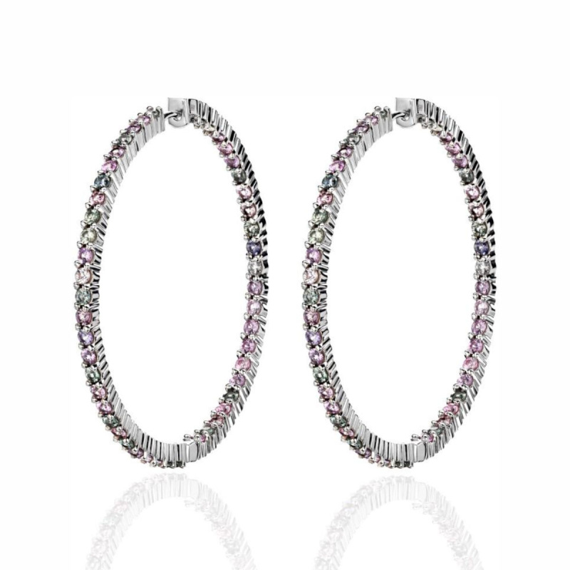 Серьги из белого золота 585 пробы с сапфирами 01С5213391-1