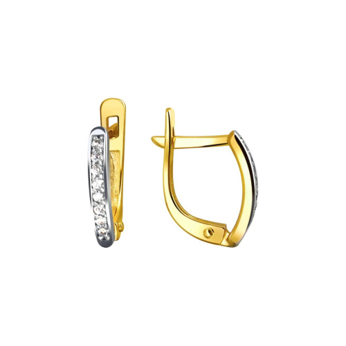 Серьги из желтого золота 585 пробы с фианитами 01С1312507Р