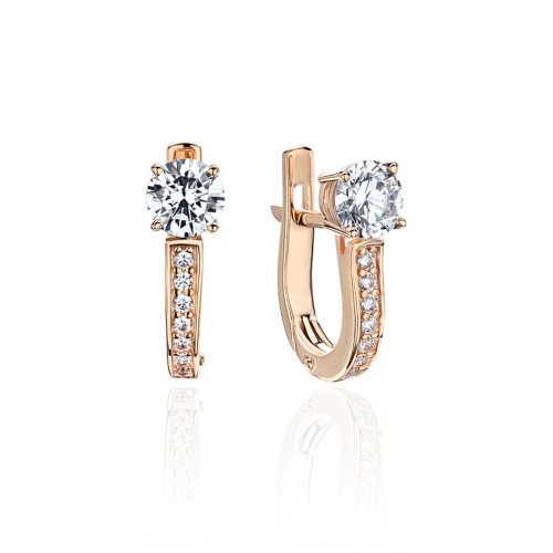 Серьги из красного золота 585 пробы с фианитами 01С1113777