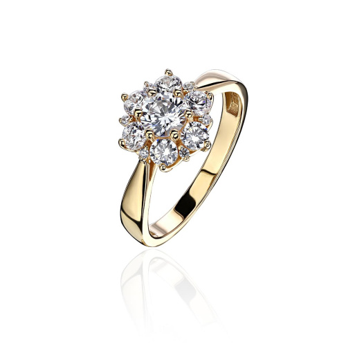 Кольцо из желтого золота 585 пробы с фианитами 01К1315015