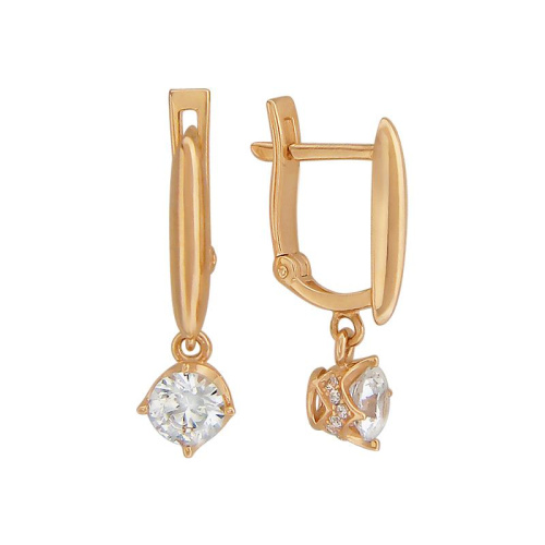 Серьги из красного золота 585 пробы с фианитами 01С119410