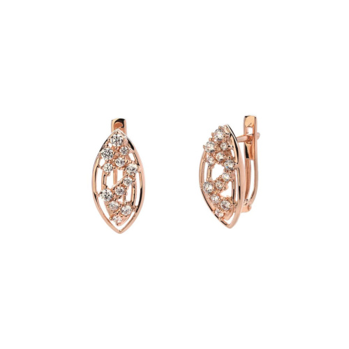 Серьги из красного золота 585 пробы с фианитами 01С1113362