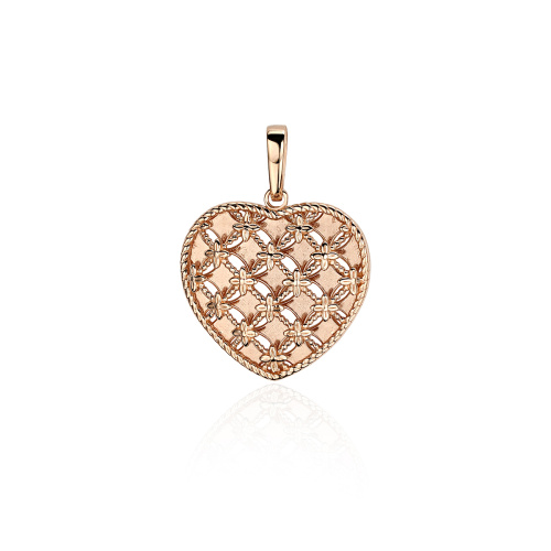 Подвеска "Сердце" из красного золота 585 пробы без вставок 01П013894 Подвеска "Сердце" из красного золота 585 пробы без вставок 01П013894