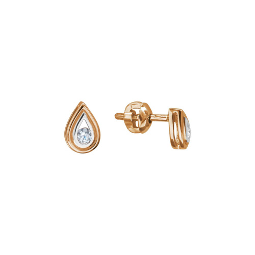 Серьги из красного золота 585 пробы с фианитами 01С117567Р