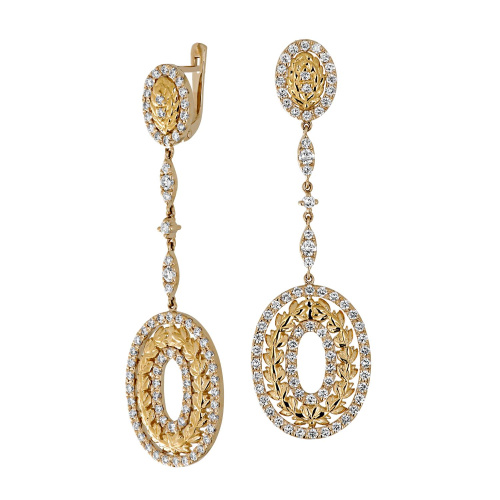 Серьги из комбинированного золота 750 пробы с бриллиантами 01С683687