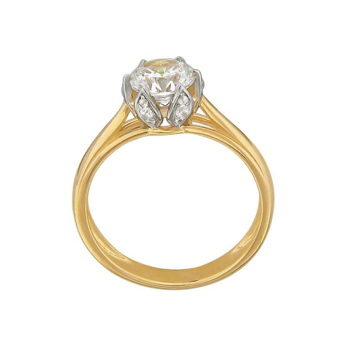 Кольцо из желтого золота 585 пробы с фианитом 01К139399