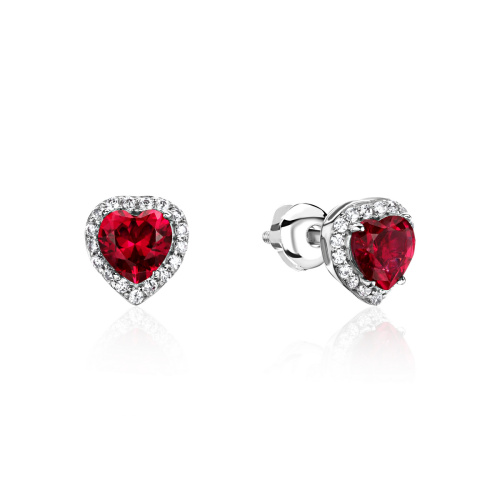 Серьги из белого золота 585 пробы с корундами и фианитами 01С2214628-1