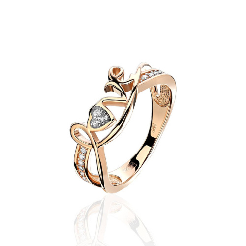 Кольцо из красного золота 585 пробы с фианитами 01К1113688Р Кольцо из красного золота 585 пробы с фианитами 01К1113688Р