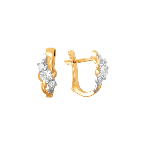 Серьги из красного золота 585 пробы с фианитами 01С1113404Р
