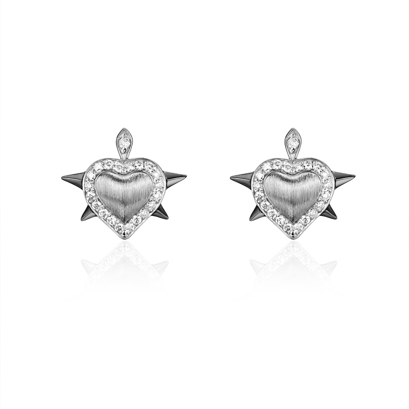 Серьги из белого золота 585 пробы 01С6215926ЧР