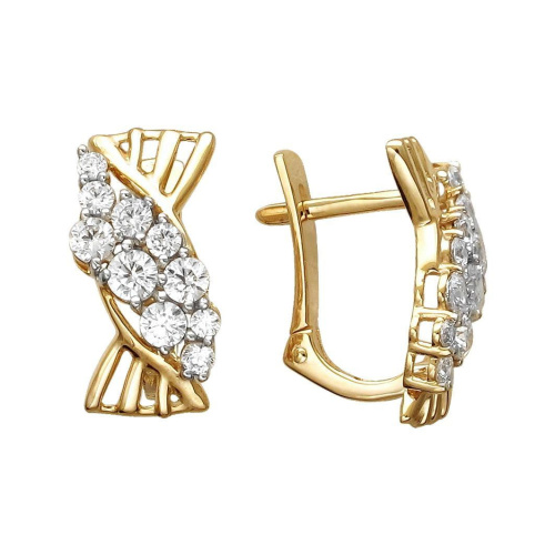 Серьги из желтого золота 585 пробы с фианитами 01С1313303Р