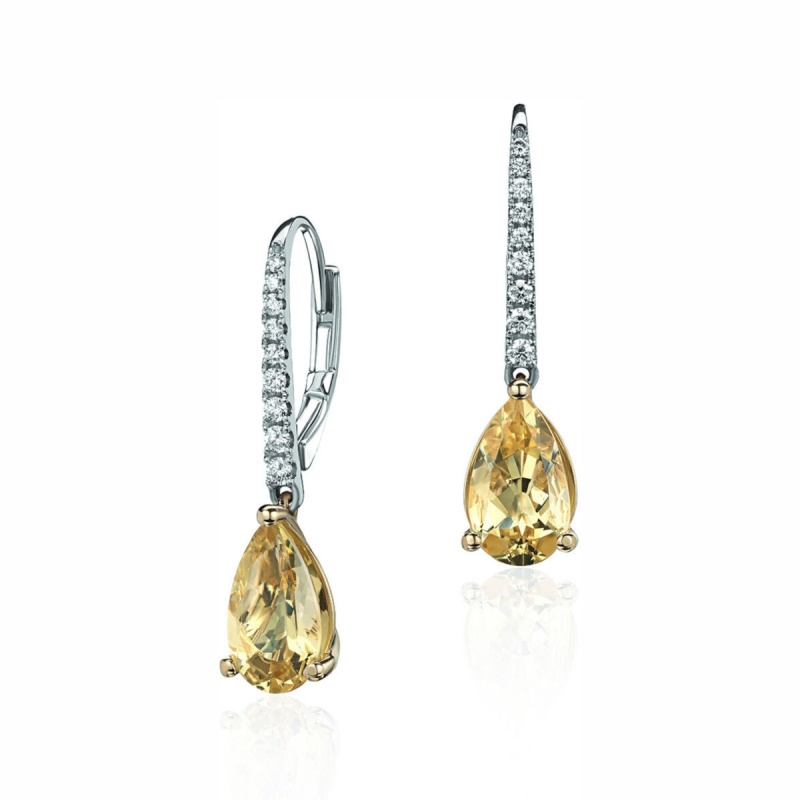 Серьги из белого золота 750 пробы с кварцем и бриллиантами 01С6714700-9