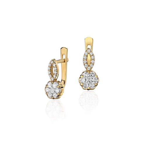 Серьги из желтого золота 750 пробы с бриллиантами 01С643310Z