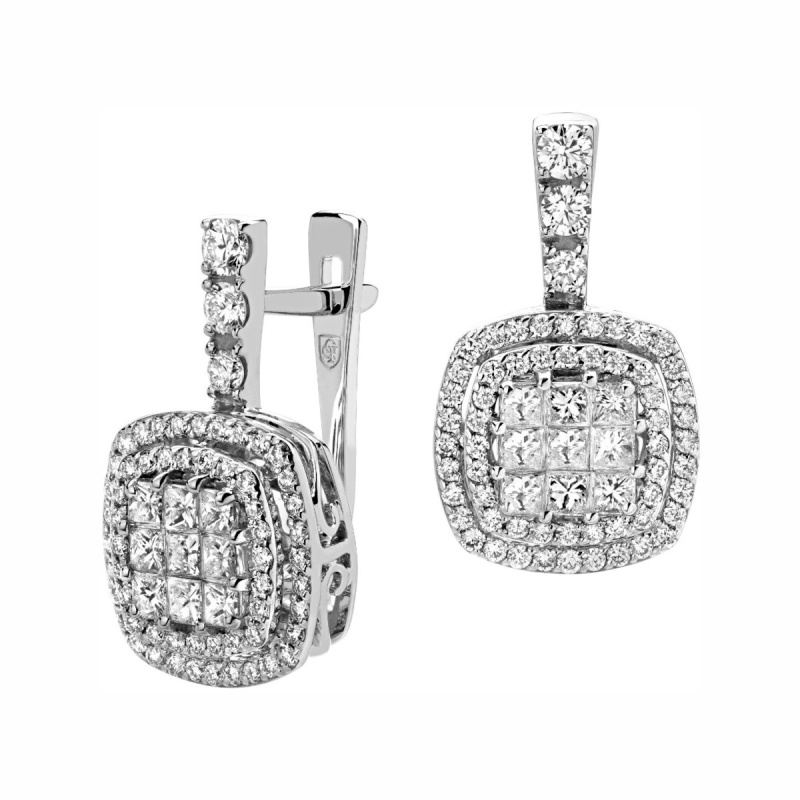 Серьги из белого золота 585 пробы с бриллиантами 01С6213538Z