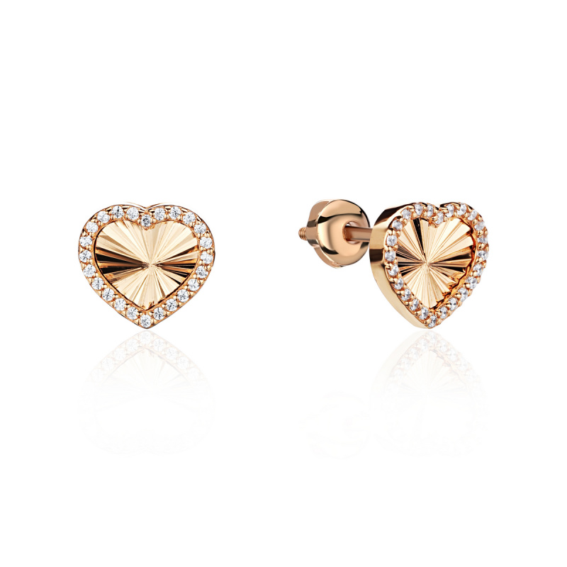 Серьги из красного золота 585 пробы с фианитами 01С1115085