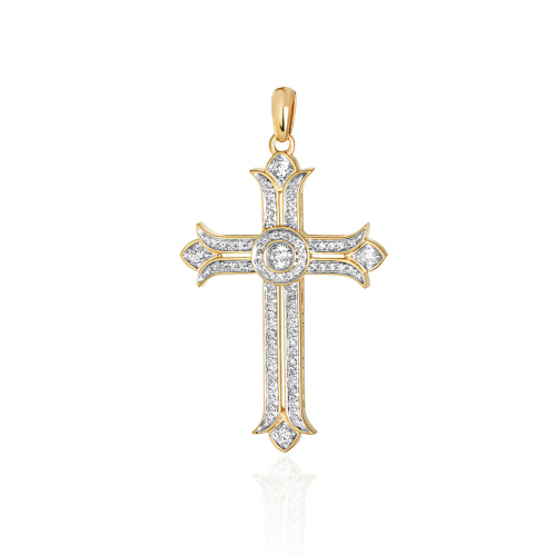 Подвеска из желтого золота 585 пробы с бриллиантами 01Р631194